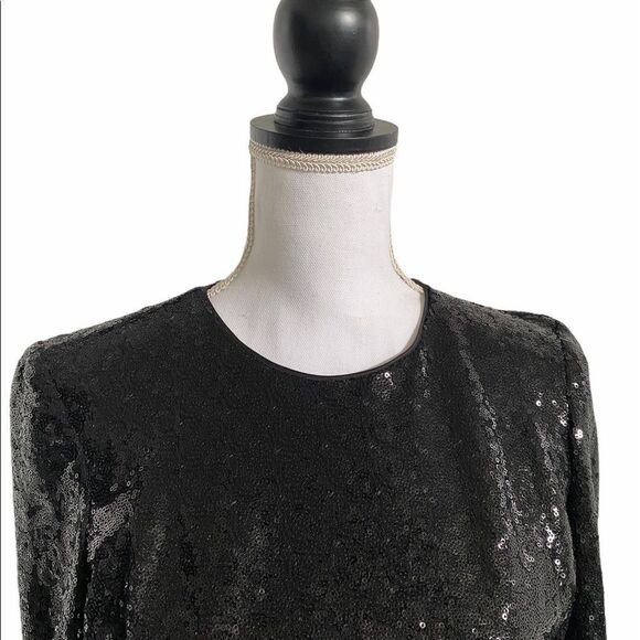 Eva Mendes Collection for New York & Company Black Sequin Sheath Dress Sz Small - Picture 3 of 7